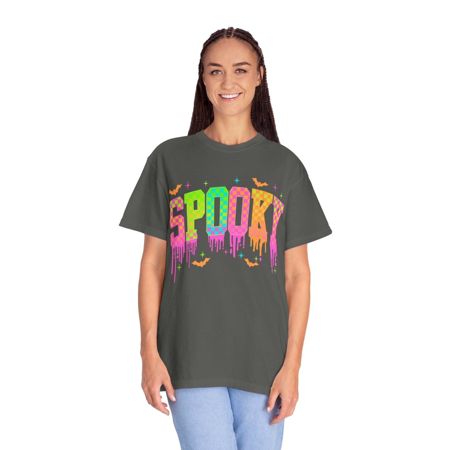 Colorful Neon Checkered Spooky T-Shirt