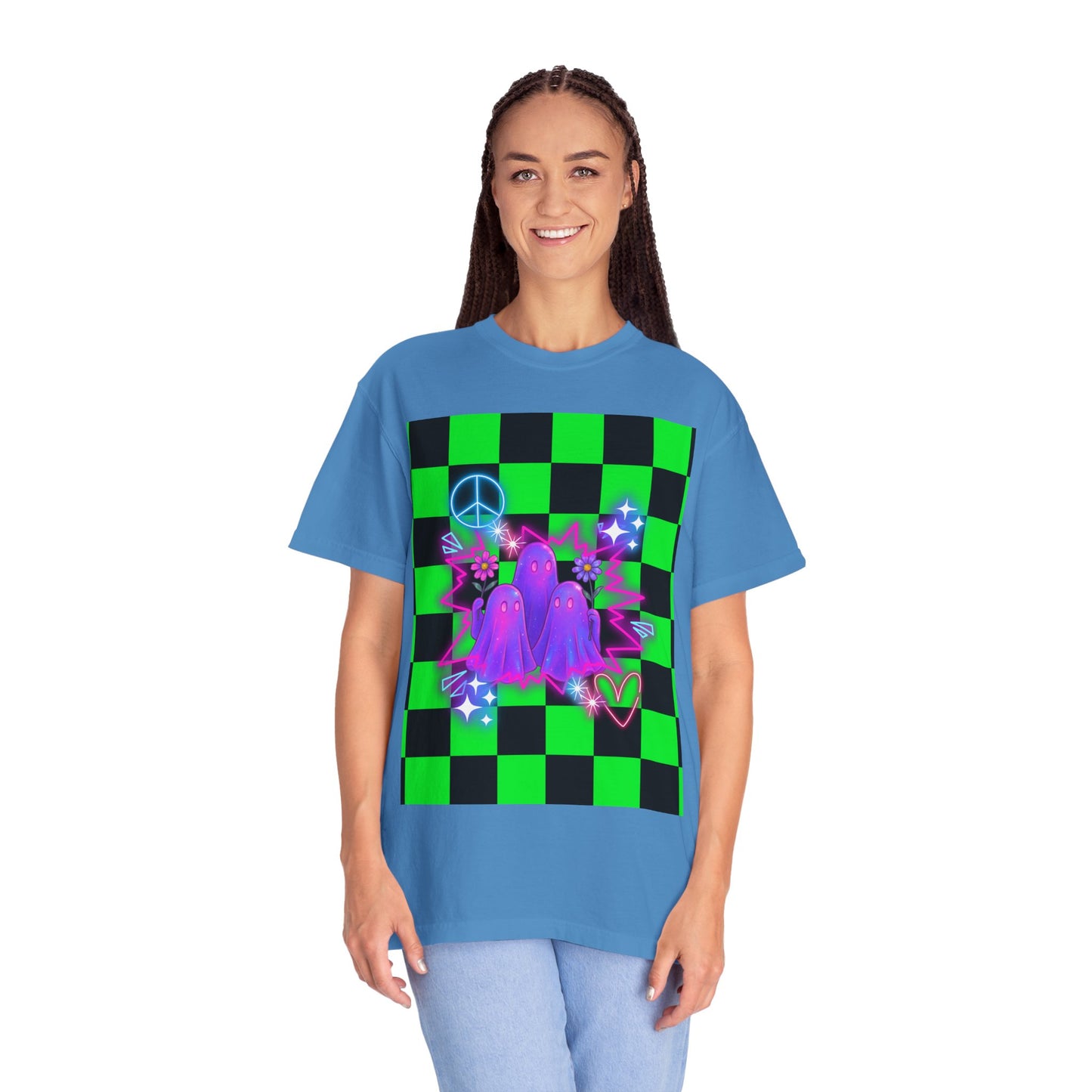 Vibrant Ghost Graphic Tee, Unisex T-shirt, Retro Vibe Shirt, Perfect for Halloween, Party Wear, Casual Style, Unique Gift