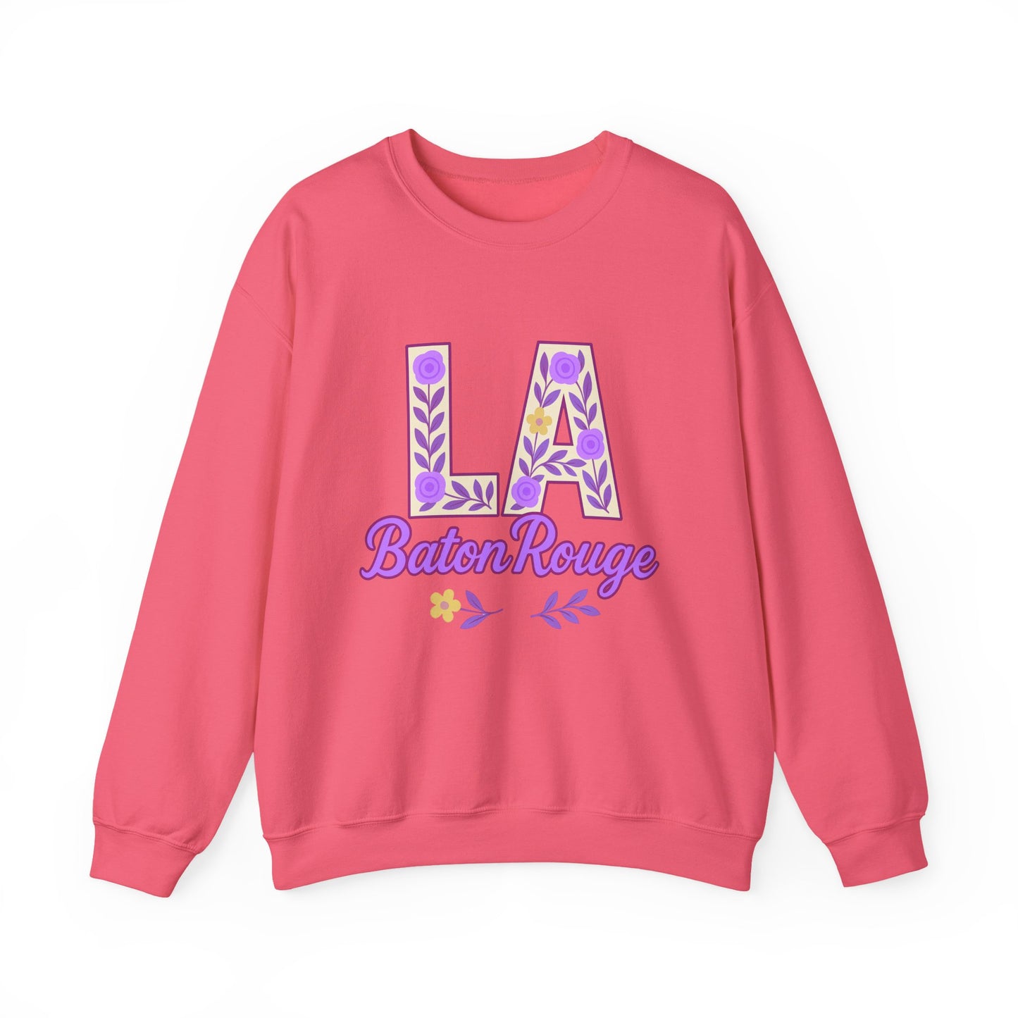 LA Baton Rouge Floral Sweatshirt, Cozy Crewneck for Fall, Gift for Friends, Casual Outing, Southern Style Apparel