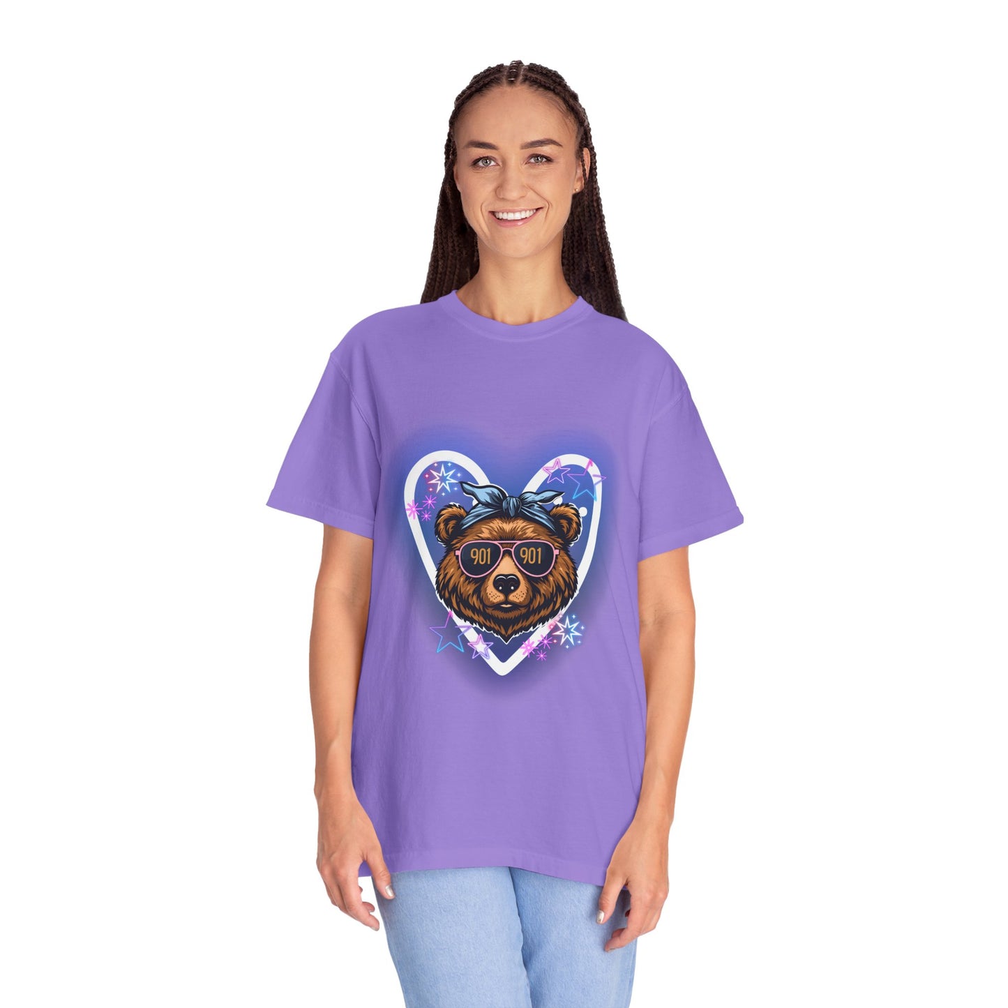 Neon Memphis Bear Graphic T-Shirt, Unisex Fashion Tee, Trendy Apparel, Memphis Grizz, 901 Memphis, Retro Design, Comfort Colors, Memphis Basketball Fan