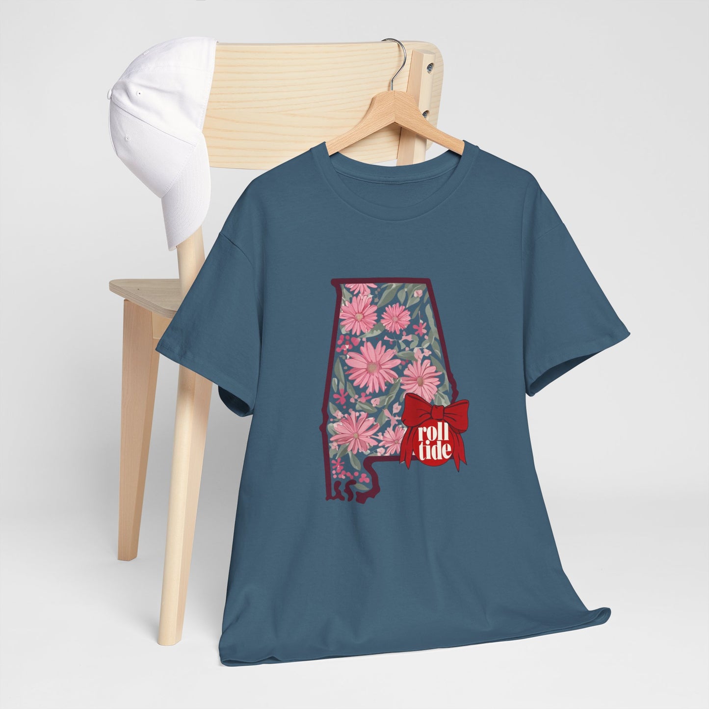 Floral Alabama Tee - Roll Tide Unisex Heavy Cotton T-Shirt, Casual Wear, Game Day Outfit, College Apparel, Southern Pride