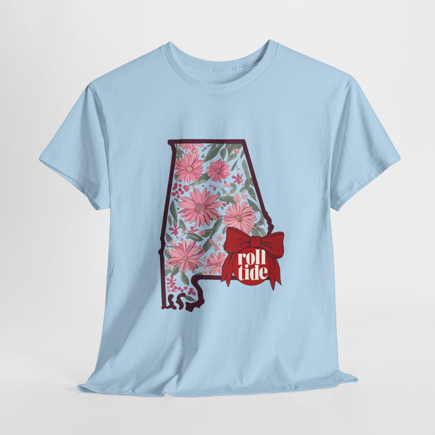 Floral Alabama Tee - Roll Tide Unisex Heavy Cotton T-Shirt, Casual Wear, Game Day Outfit, College Apparel, Southern Pride