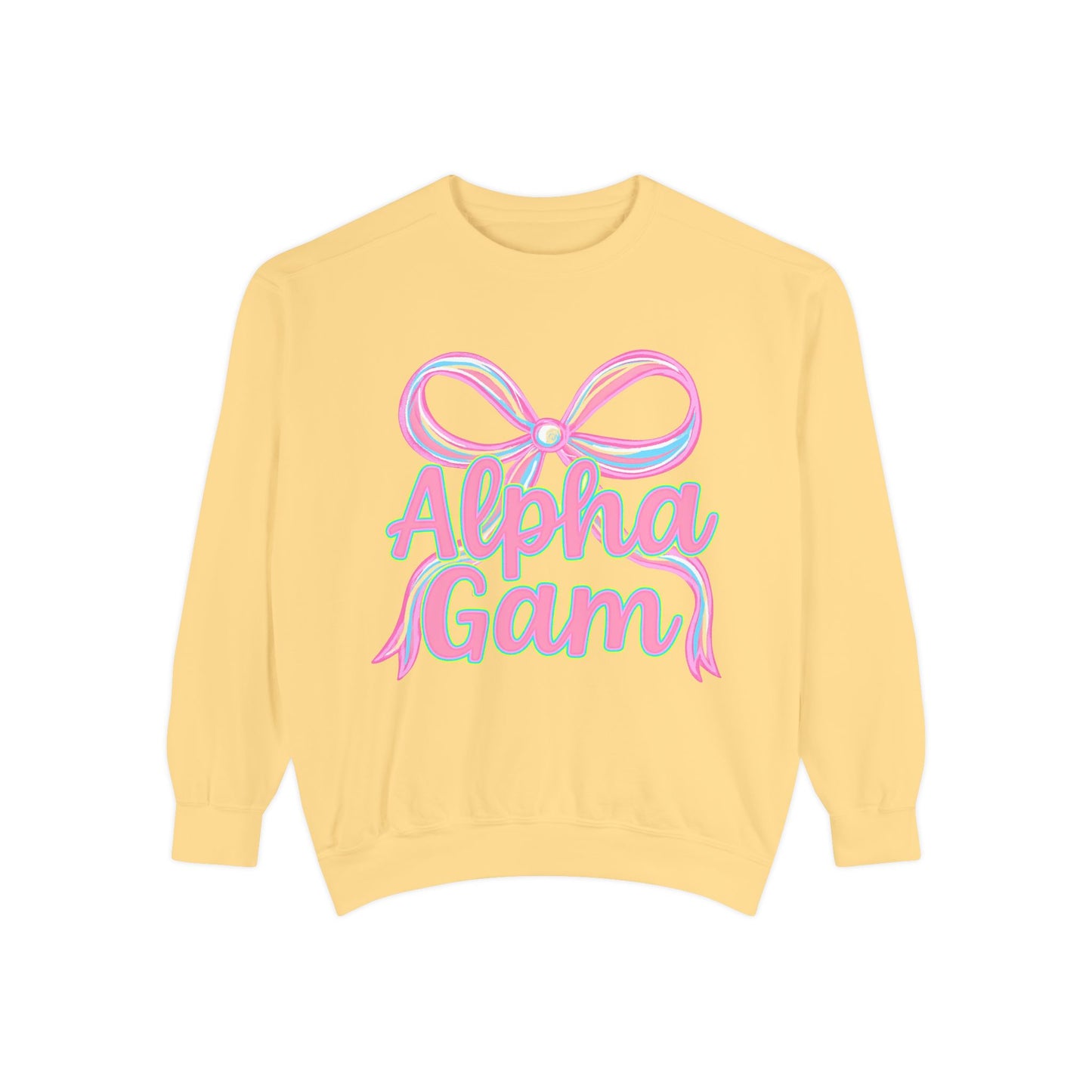 AlphaGam Unisex Garment-Dyed Sweatshirt, Sorority Sweatshirt, Cozy Gift, Casual Outfit, College Apparel, Sorority Merchandise