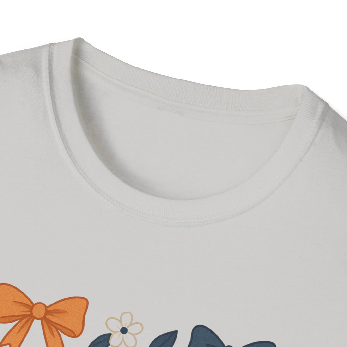 AU Floral Bow Graphic T-Shirt, Softstyle Tee, Botanical Print Shirt, Gift for Her, Casual Wear, Summer Fashion, Vintage Aesthetic