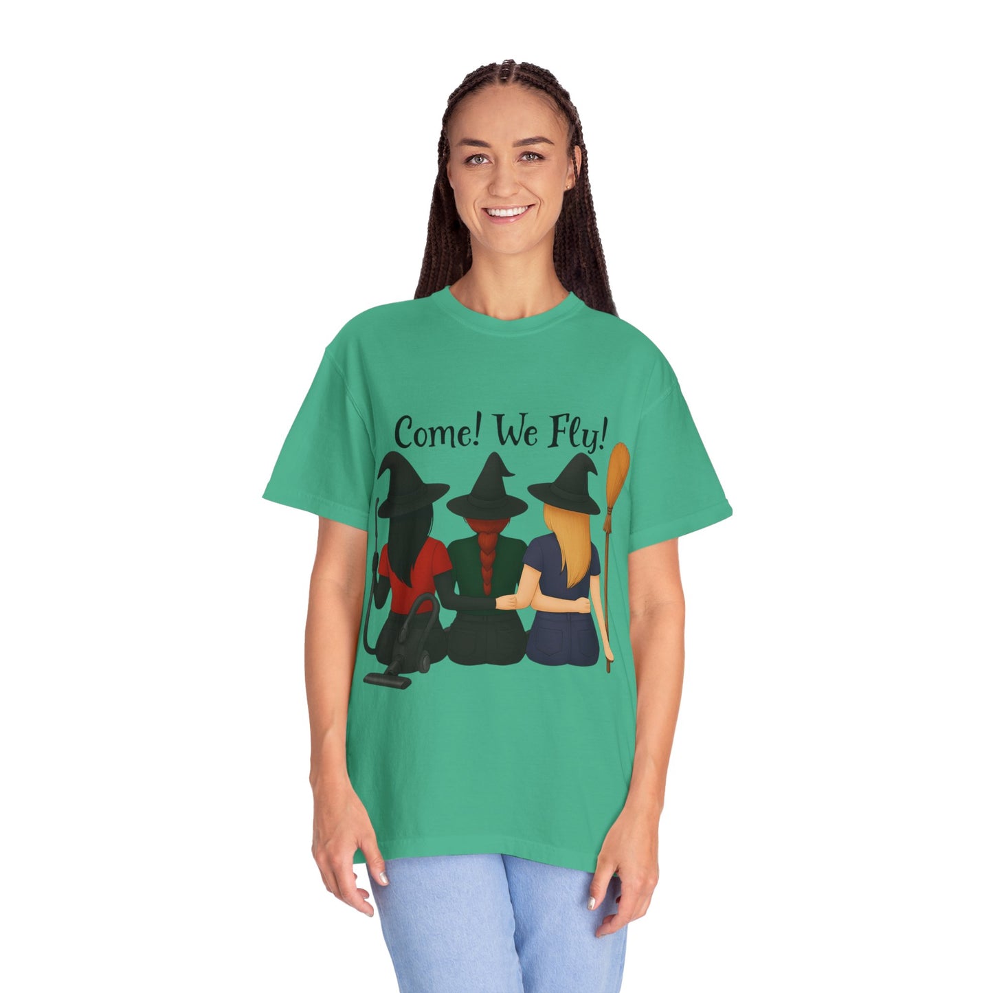 Witchy Halloween T-shirt - Come We Fly Unisex Garment-Dyed Tee