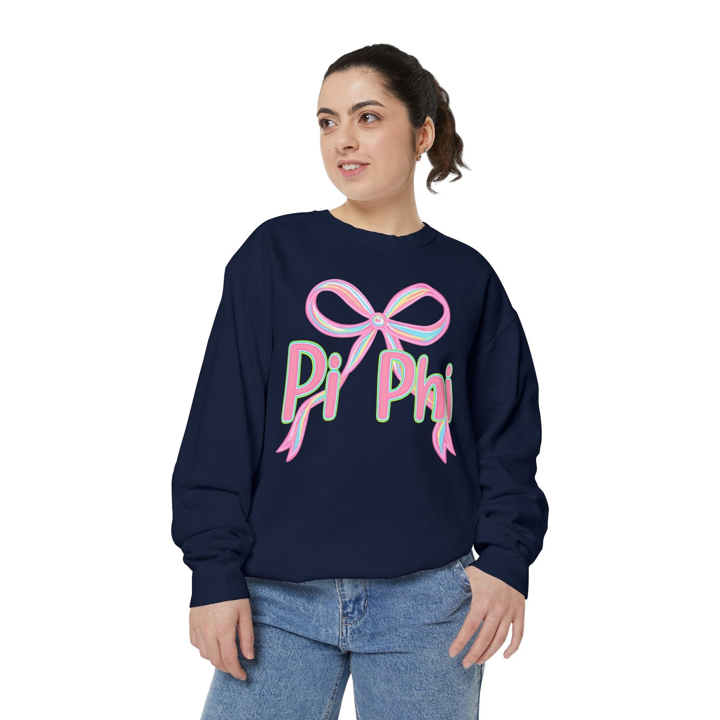 PiPhi Bow Unisex Sweatshirt, Cute Sorority Apparel, Comfortable Sweatshirt, Gift for Sorority Sisters, Soft Fashion Essentials