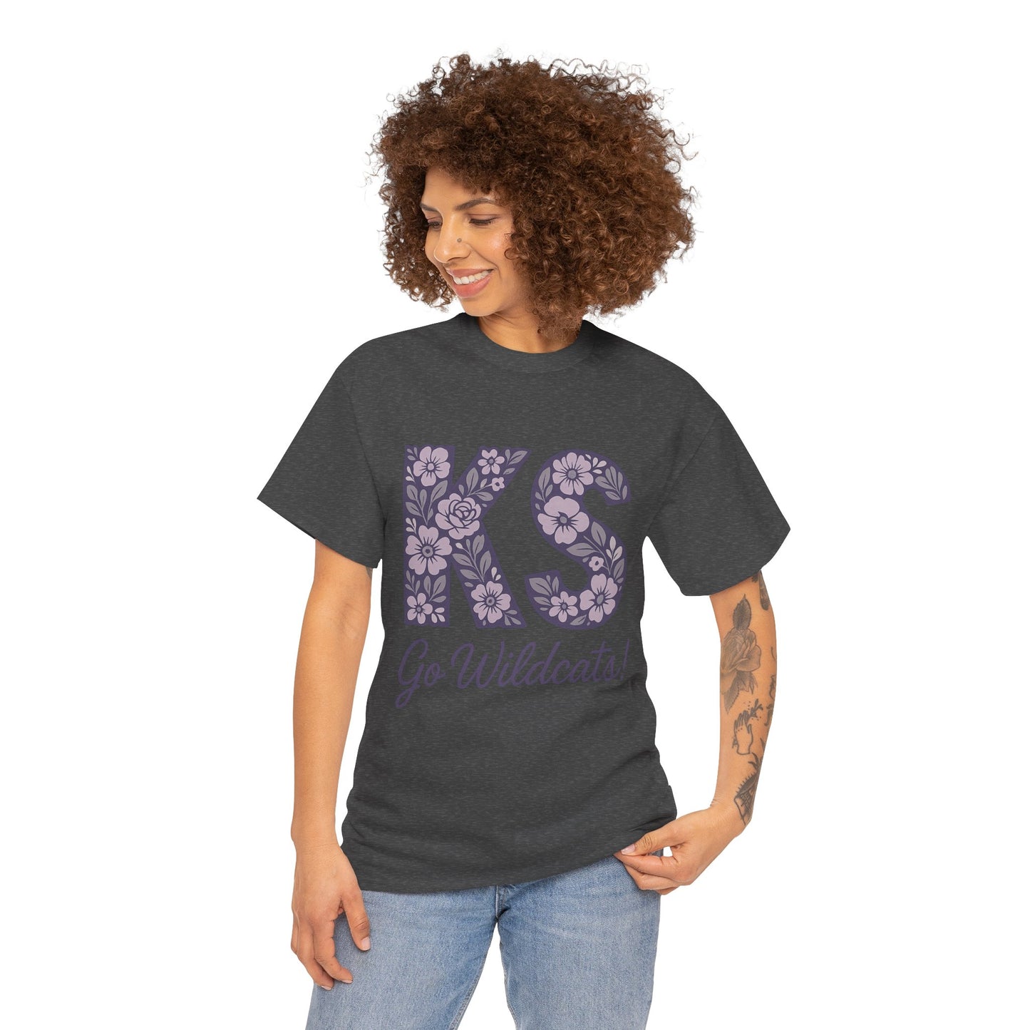 KS Floral Team Spirit Tee: Celebrate Kansas State Wildcats in Style, Perfect for Sports Events, Gifts, & Casual Wear