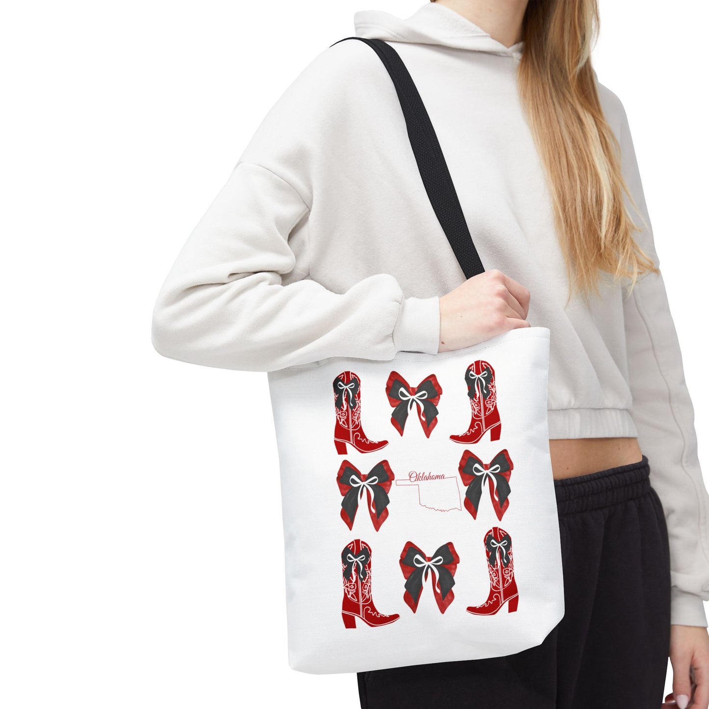 Tote Bag - Oklahoma Game Day Coquette Bow Design Fan Gift