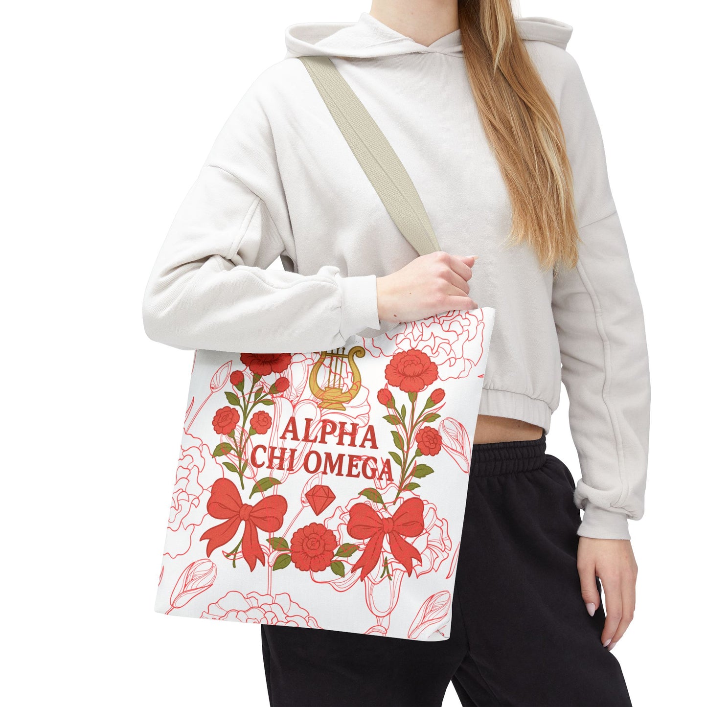 Floral Sorority Alpha Chi Omega Tote Bag, College Essentials, Gift for Sorority Sisters, Eco-Friendly Shopping Tote, Alpha Chi Omega Apparel