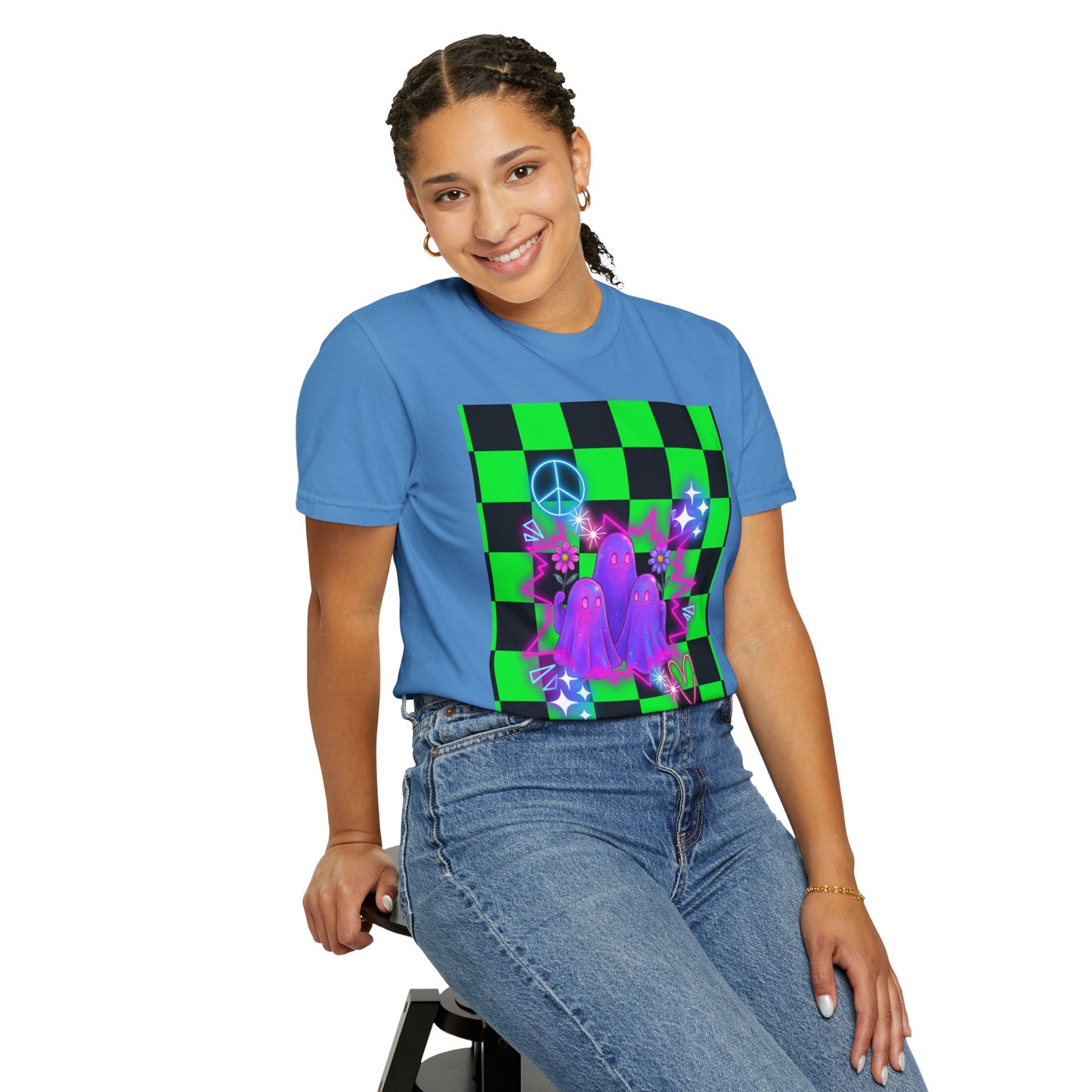 Vibrant Ghost Graphic Tee, Unisex T-shirt, Retro Vibe Shirt, Perfect for Halloween, Party Wear, Casual Style, Unique Gift