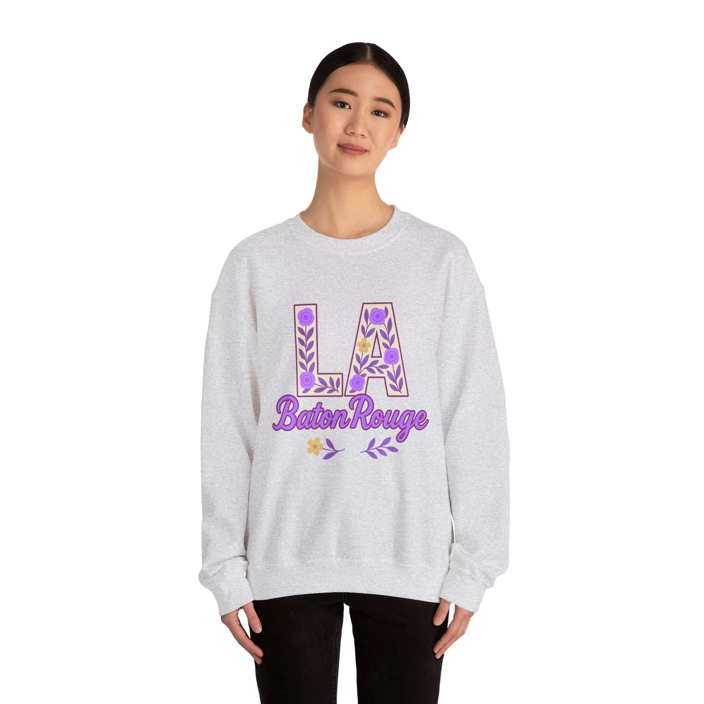 LA Baton Rouge Floral Sweatshirt, Cozy Crewneck for Fall, Gift for Friends, Casual Outing, Southern Style Apparel