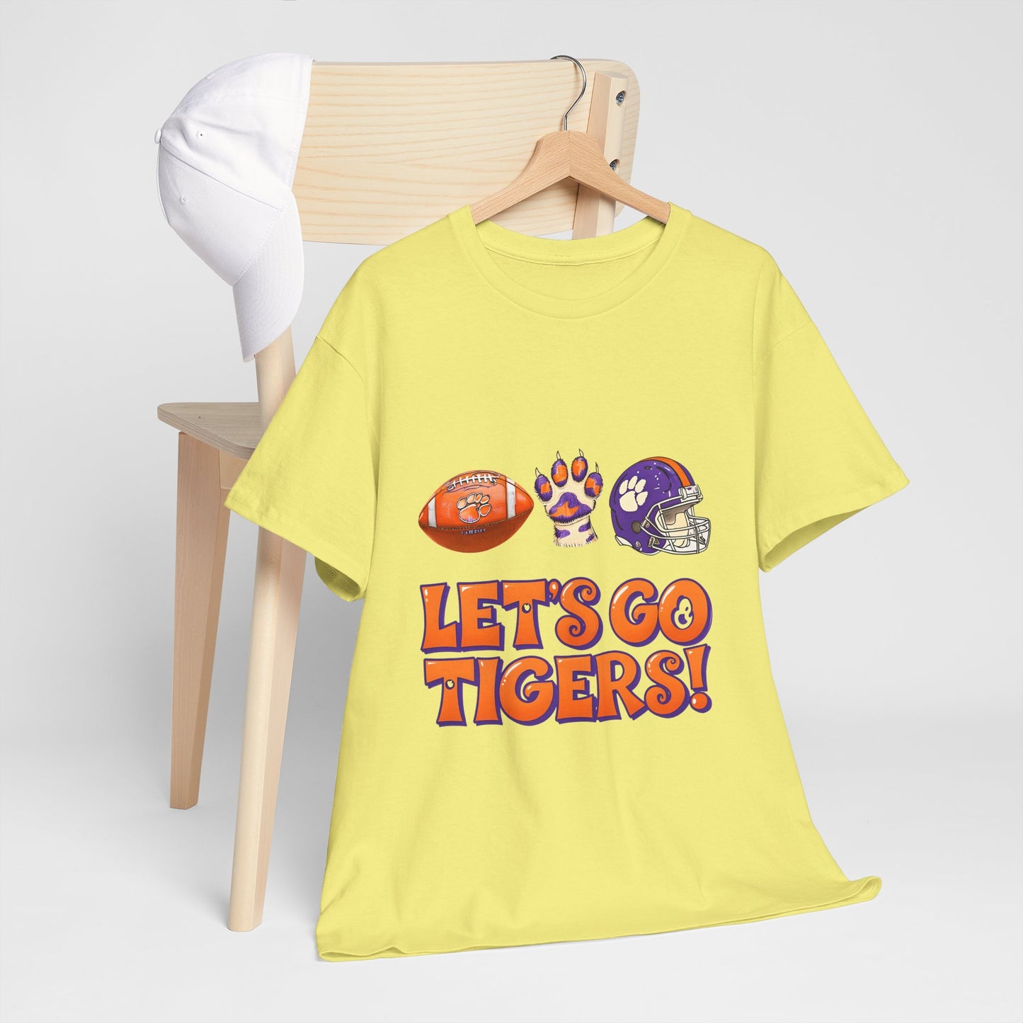 Unisex Heavy Cotton Tee - Let's Go Tigers! Sports Fan Tee, Game Day Shirt, Tailgate Apparel, Team Pride Top, College Football Gear