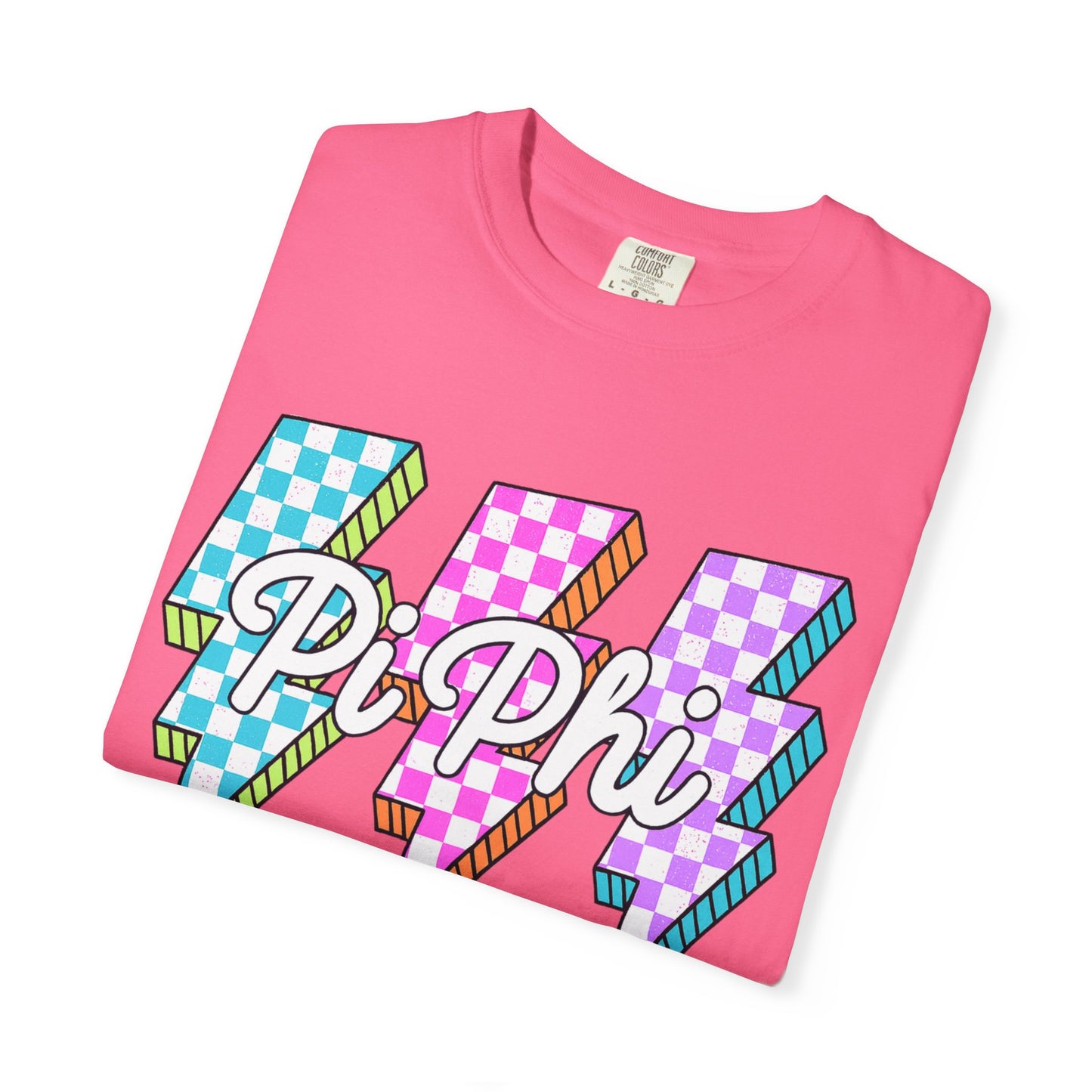 PB Phi Lightning Bolt Unisex T-shirt | Vibrant Greek Life Apparel, Unique Gift for Sorority Sisters, Casual Wear, Celebrating Sisterhood