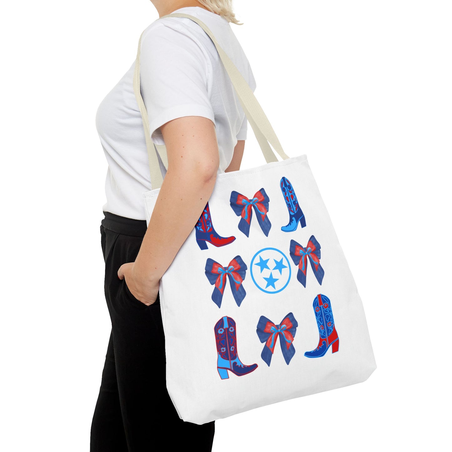 Tote Bag - Tennessee Titans Coquette Bow Design - Titan Up NFL Game Day Gift Nashville TN