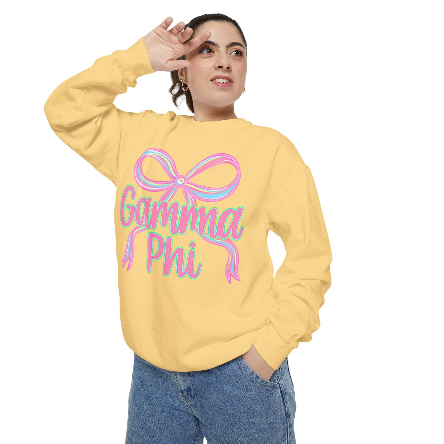 GammaPhi Garment-Dyed Sweatshirt | Cozy Sorority Sweatshirt, Unisex Apparel, Sorority Gift, Casual Wear, College Spirit Wear