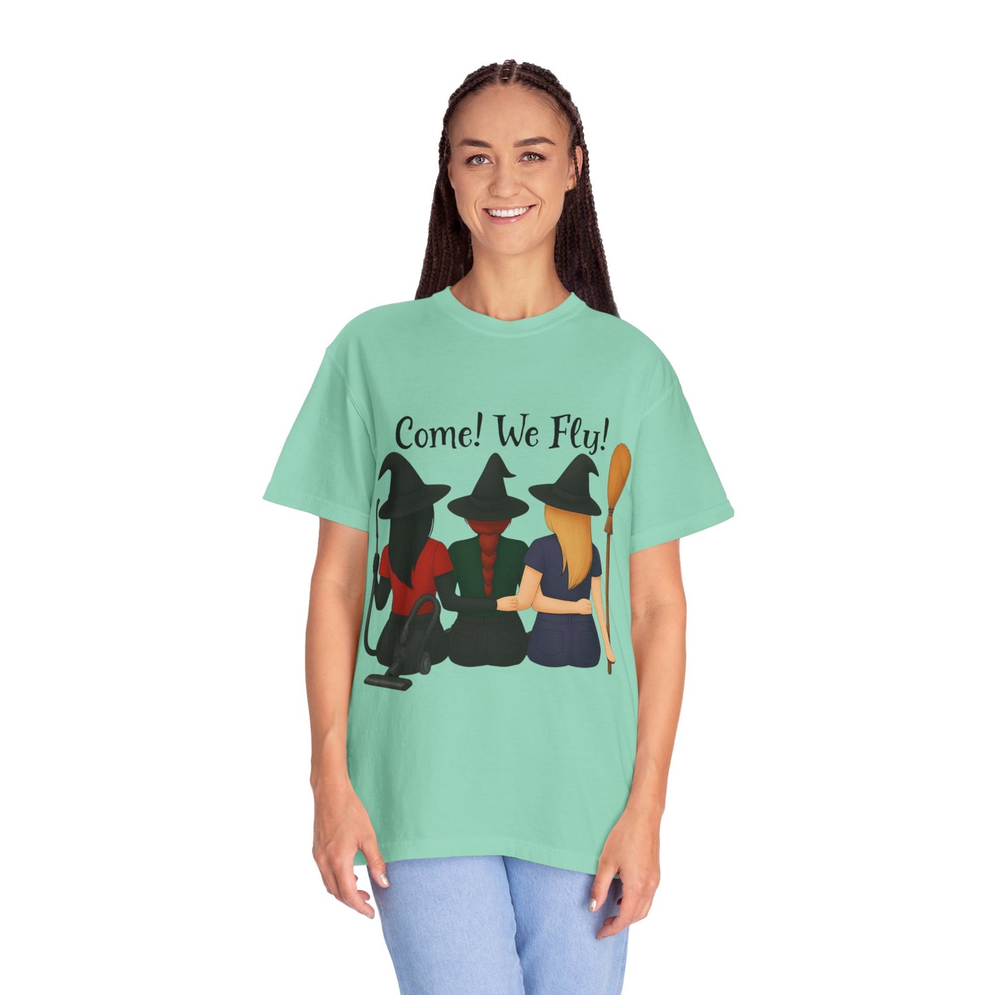 Witchy Halloween T-shirt - Come We Fly Unisex Garment-Dyed Tee