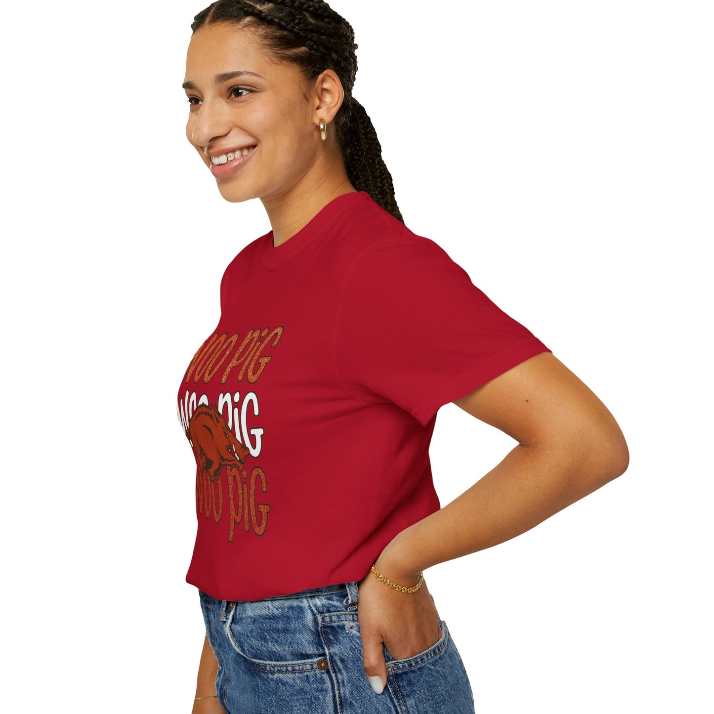 Woo Pig Garment-Dyed T-Shirt, Unisex Tee, Arkansas Pride Shirt, Casual Everyday Wear, College Game Day Tee, Fun Graphic Tee