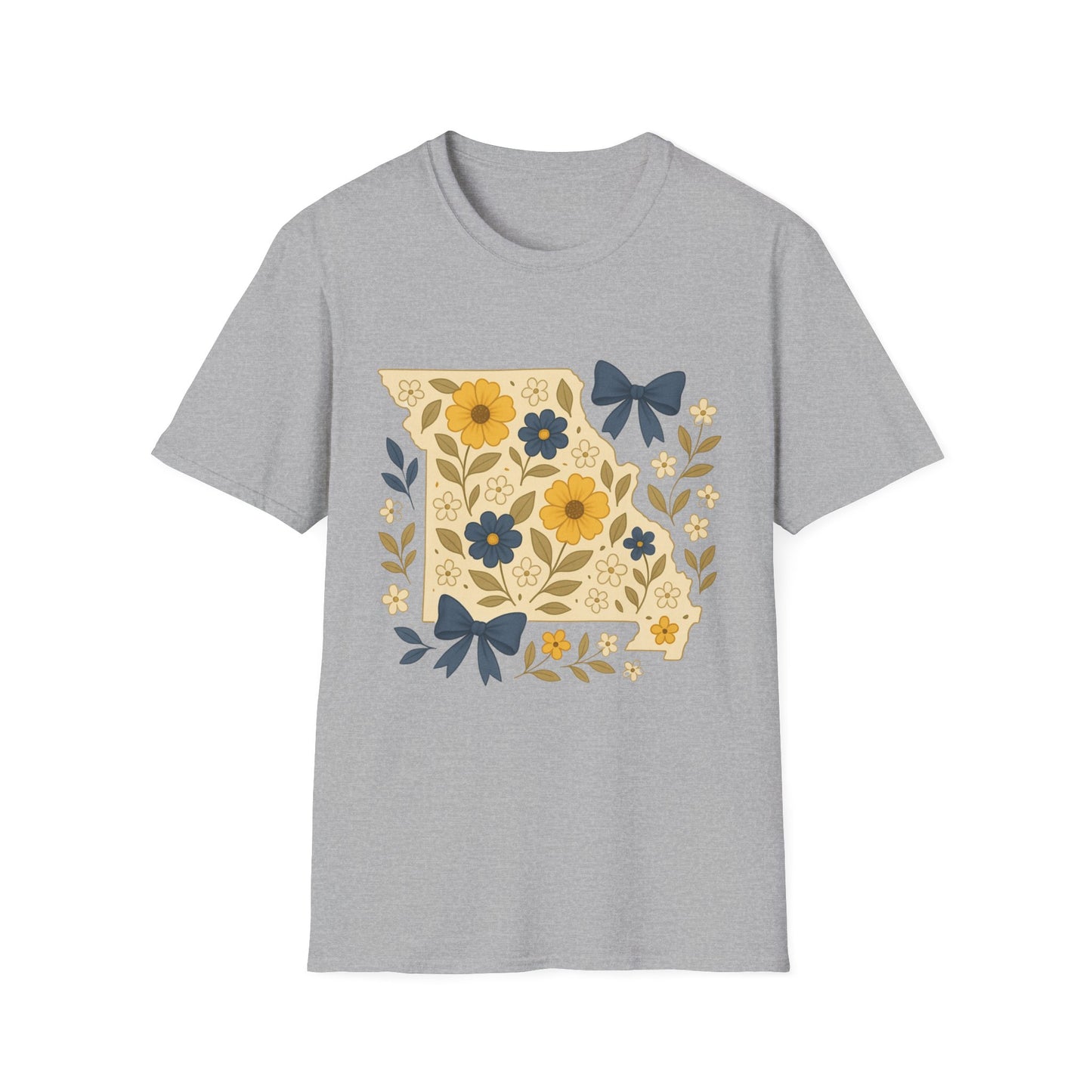 Missouri Floral Unisex T-Shirt, Softstyle Tee, Gift for Her, Spring Fashion, Casual Wear, Personalized Shirt, Eco-Friendly Apparel