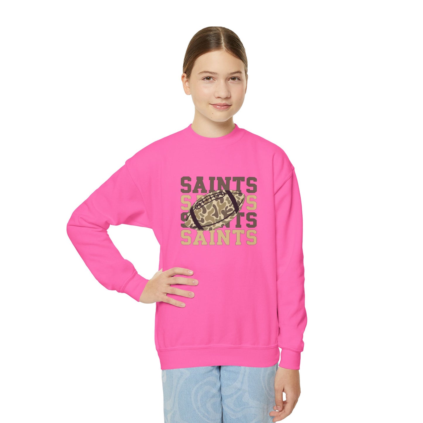 Youth Saints Crewneck Sweatshirt, Cozy Youth Sweatshirt, Sports Team Apparel, Perfect for Game Day, Gift for Young Fans