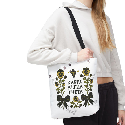 Floral Sorority Tote Bag | Kappa Alpha Theta, Eco-Friendly Bag, Gift for Sisters, College Accessory, Summer Outing Bag