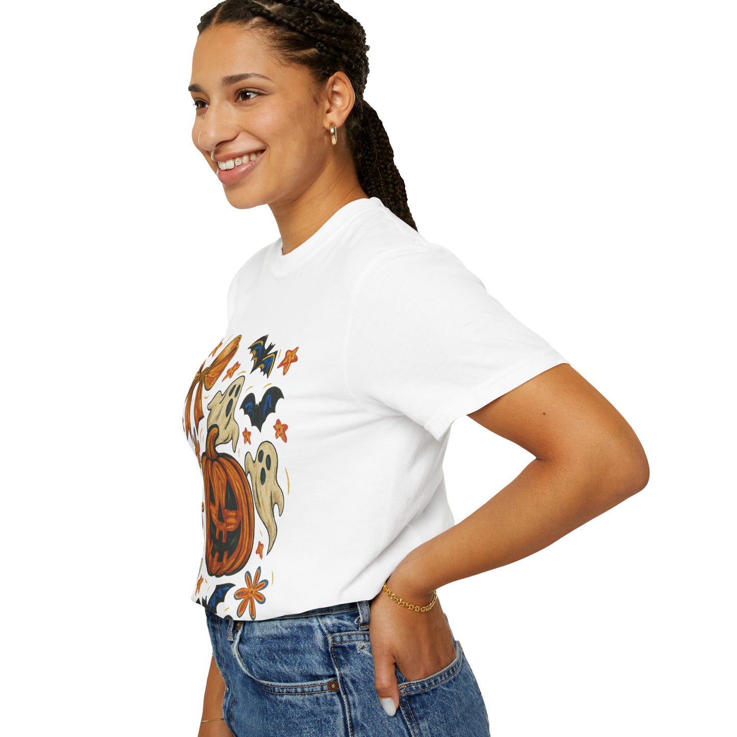 Halloween Ghost & Pumpkin T-shirt, Spooky Season Shirt, Fall Tee, Unisex Halloween Apparel, Ghostly Graphic Tee, Pumpkin Graphic Shirt