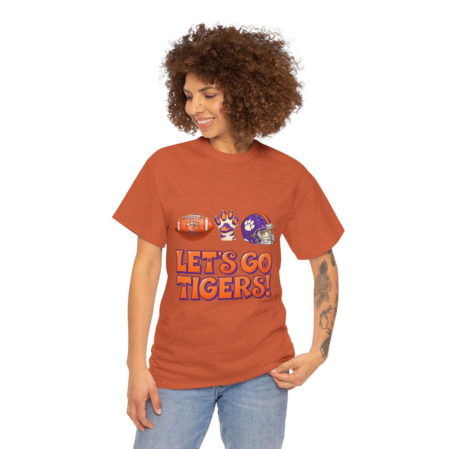 Unisex Heavy Cotton Tee - Let's Go Tigers! Sports Fan Tee, Game Day Shirt, Tailgate Apparel, Team Pride Top, College Football Gear