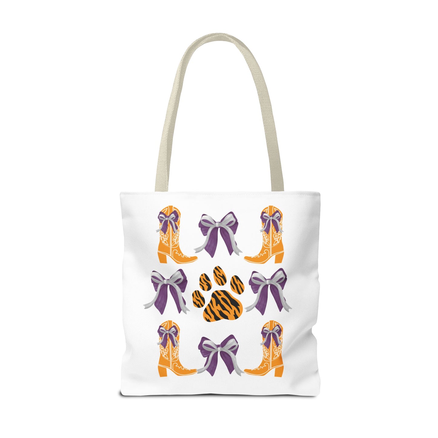 SC Clemson Coquette Bow Tiger Print Tote Bag, Go Tigers, SC Game Day, Clemson, SC, College Student Gift, Graduation Gift, SC Tigers Fan, Clemson Alumni