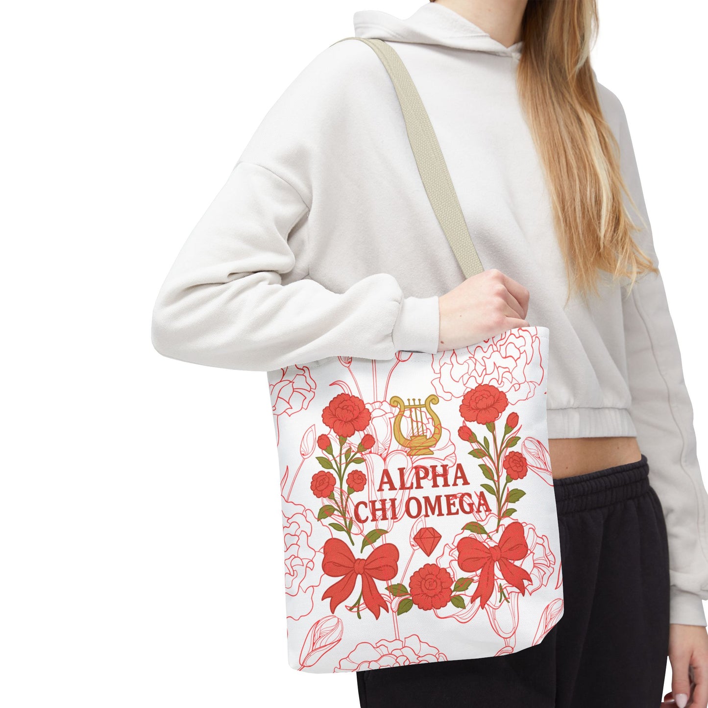 Floral Sorority Alpha Chi Omega Tote Bag, College Essentials, Gift for Sorority Sisters, Eco-Friendly Shopping Tote, Alpha Chi Omega Apparel