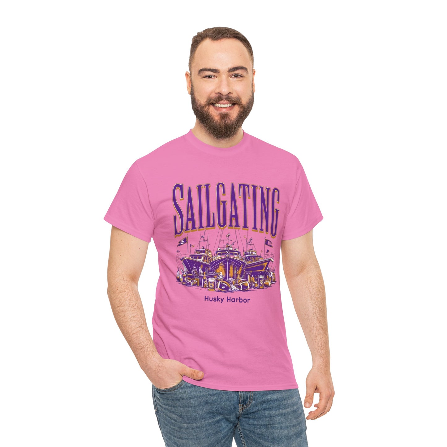 Sailgating Tee - Washington Huskies Unisex Heavy Cotton Shirt