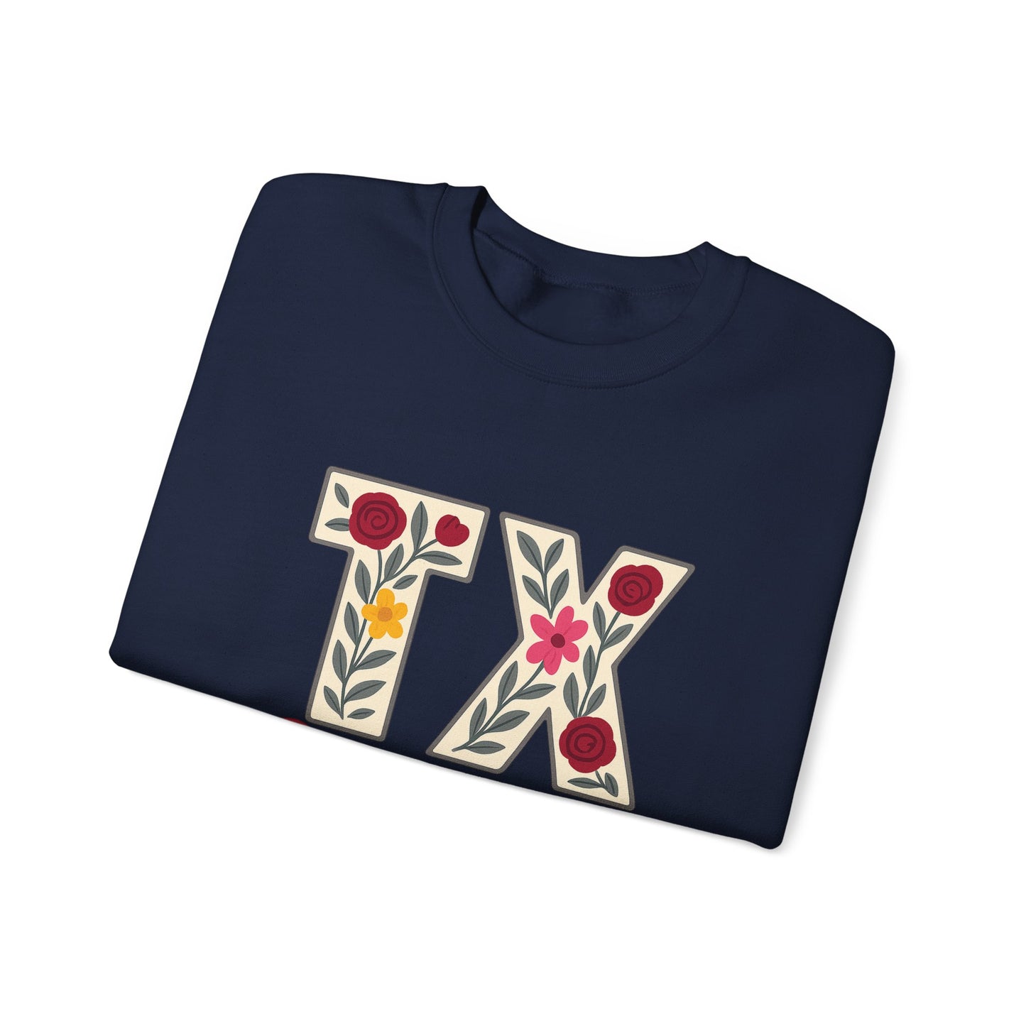 Texas Floral Crewneck Sweatshirt, Cozy Texas Sweatshirt, TX Gig'em Gift, Unisex Sweatshirt for Gamers, Floral Crew Neck for Casual Wear