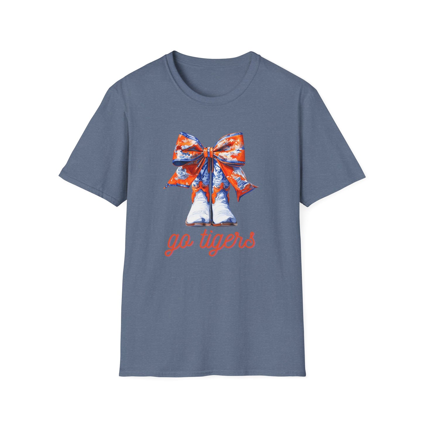 AU Coquette Boot Bow Cheerful Unisex T-Shirt with Bow Design - Perfect for Game Day, Sports Fans, Birthdays, and Casual Wear, Go Tigers!