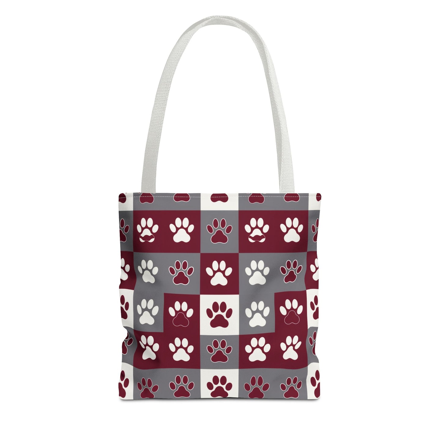 MS Bulldog Tote Bag - AOP, Paw Print Design, Reusable Shopping Bag, Mississippi Bulldog Fan, Animal Lover Accessory