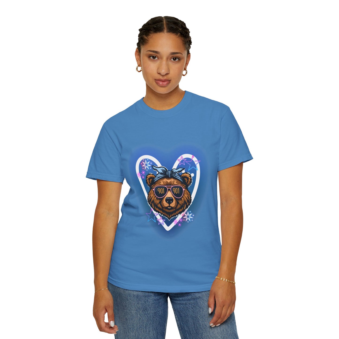 Neon Memphis Bear Graphic T-Shirt, Unisex Fashion Tee, Trendy Apparel, Memphis Grizz, 901 Memphis, Retro Design, Comfort Colors, Memphis Basketball Fan