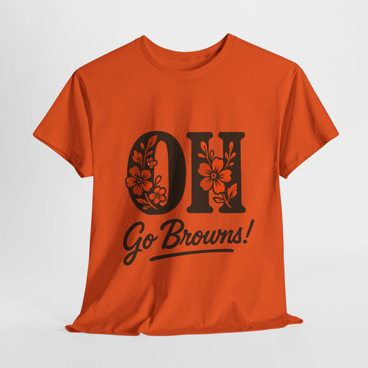 OH Go Browns Floral Unisex Tee, Fan Apparel, Game Day Shirt, Casual Wear, Gift for Sports Lovers