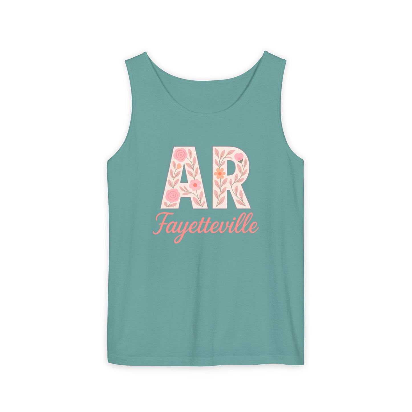 Fayetteville Floral Tank Top, Casual Summer Top, Gift for Her, Travel Apparel, Arkansas Style, Arkansas Student Gift, Graduation Gift, Comfort Colors