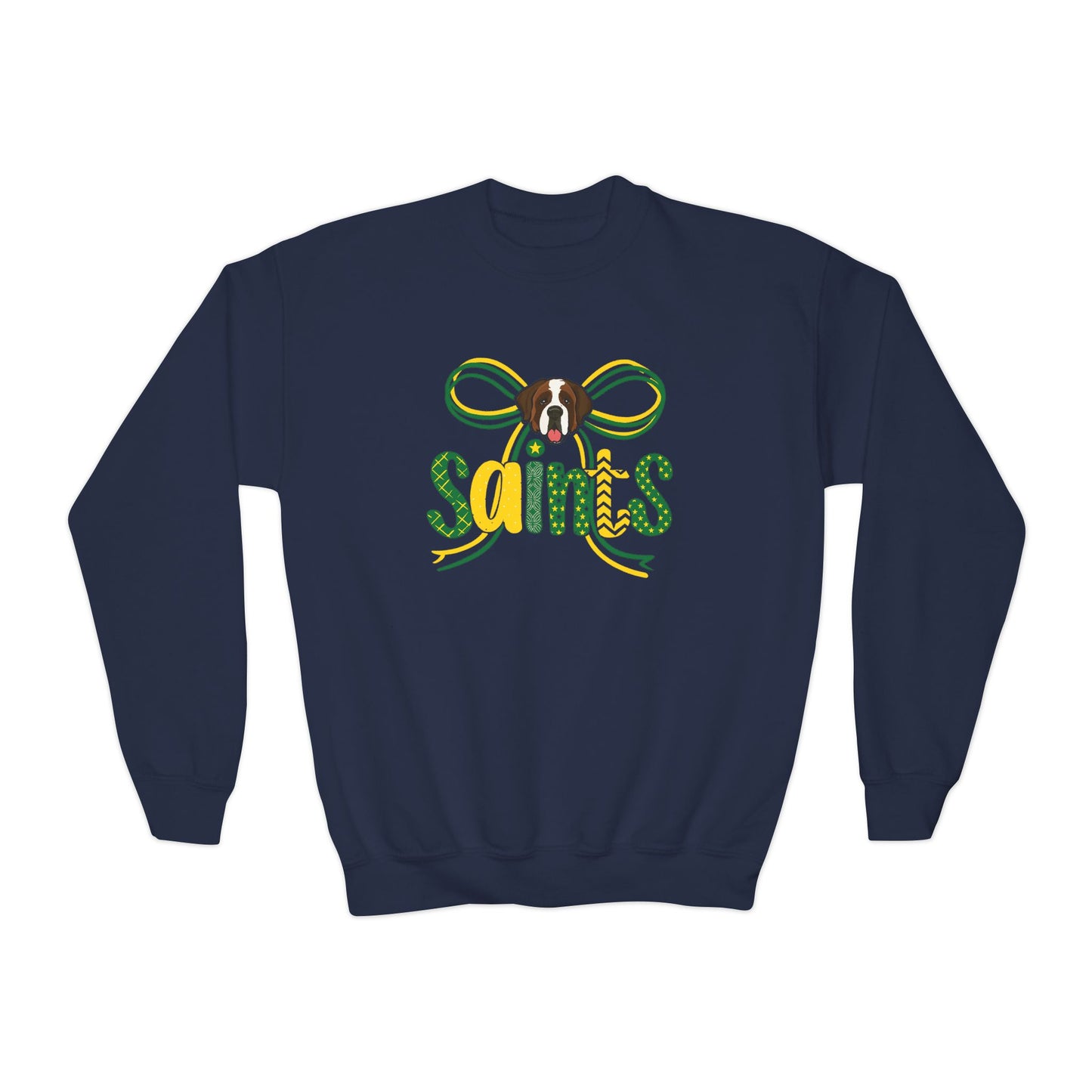 Saints Youth Crewneck Sweatshirt, Comfortable Sweatshirt for Kids, Sports Team Apparel, Gift for Young Fans, Holiday and Game Day Wear