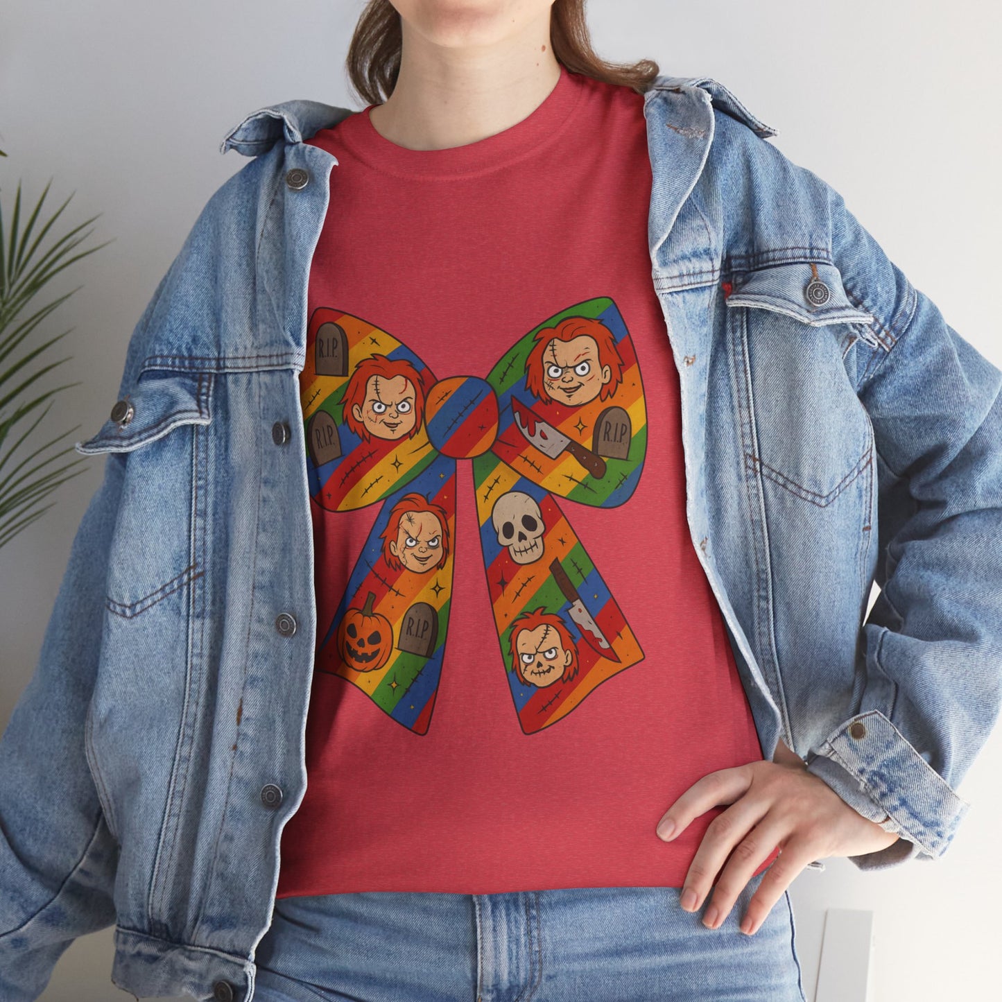 Colorful Halloween Bow Tee, Fun Costume T-Shirt, Halloween Party Shirt, Unisex Graphic Tee, Cozy Everyday Wear, Unique Gift Idea