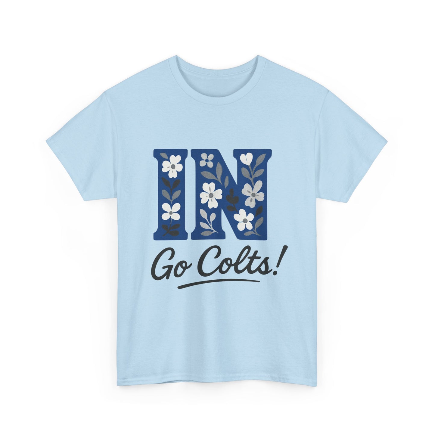 Floral Colts Tee | Unisex Heavy Cotton Tee for Sports Fans, Indiana Pride