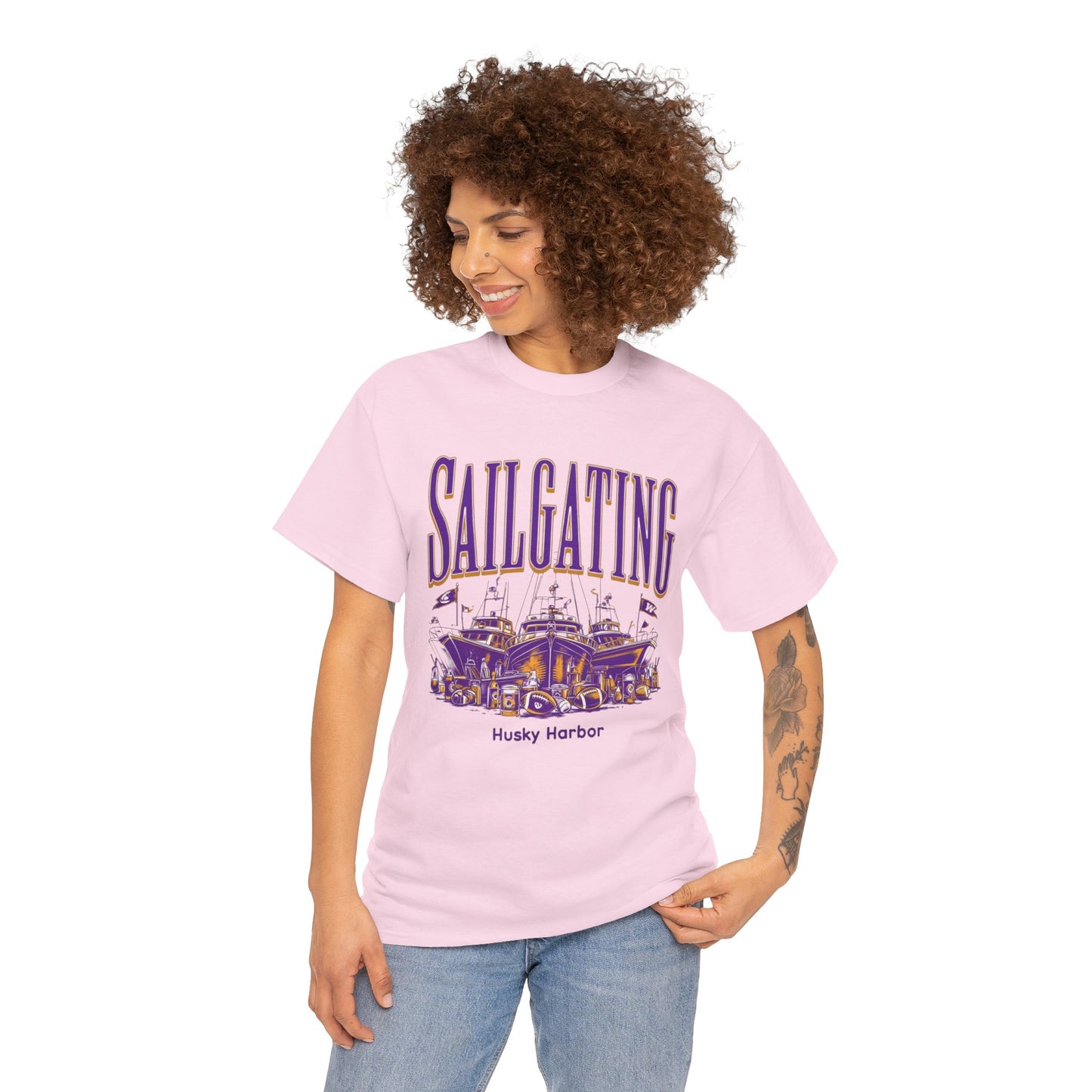 Sailgating Tee - Washington Huskies Unisex Heavy Cotton Shirt