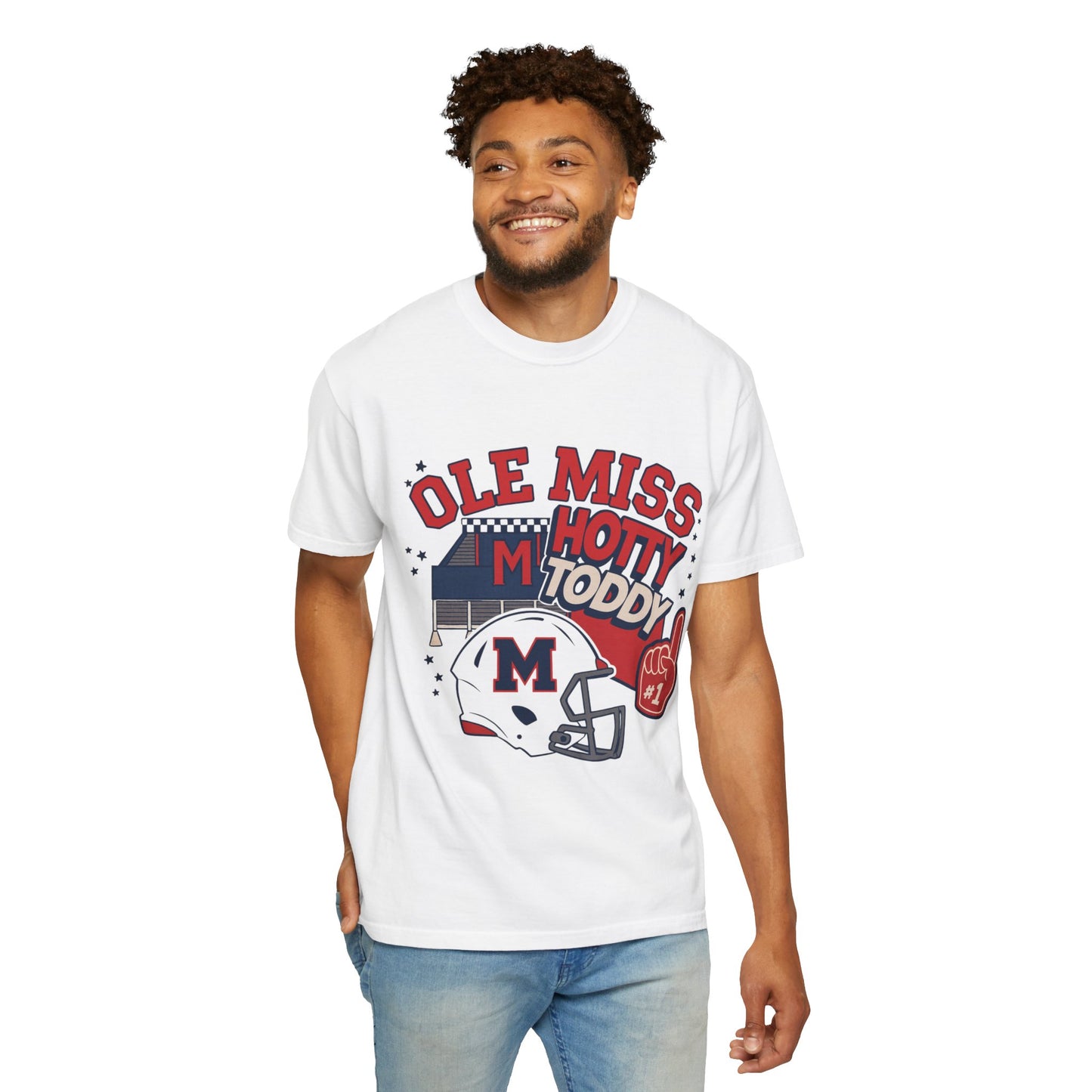 Ole Miss Hotty Toddy Unisex Garment-Dyed T-Shirt, College Sports Tee, Game Day Apparel, Tailgate Shirt, Fan Gear