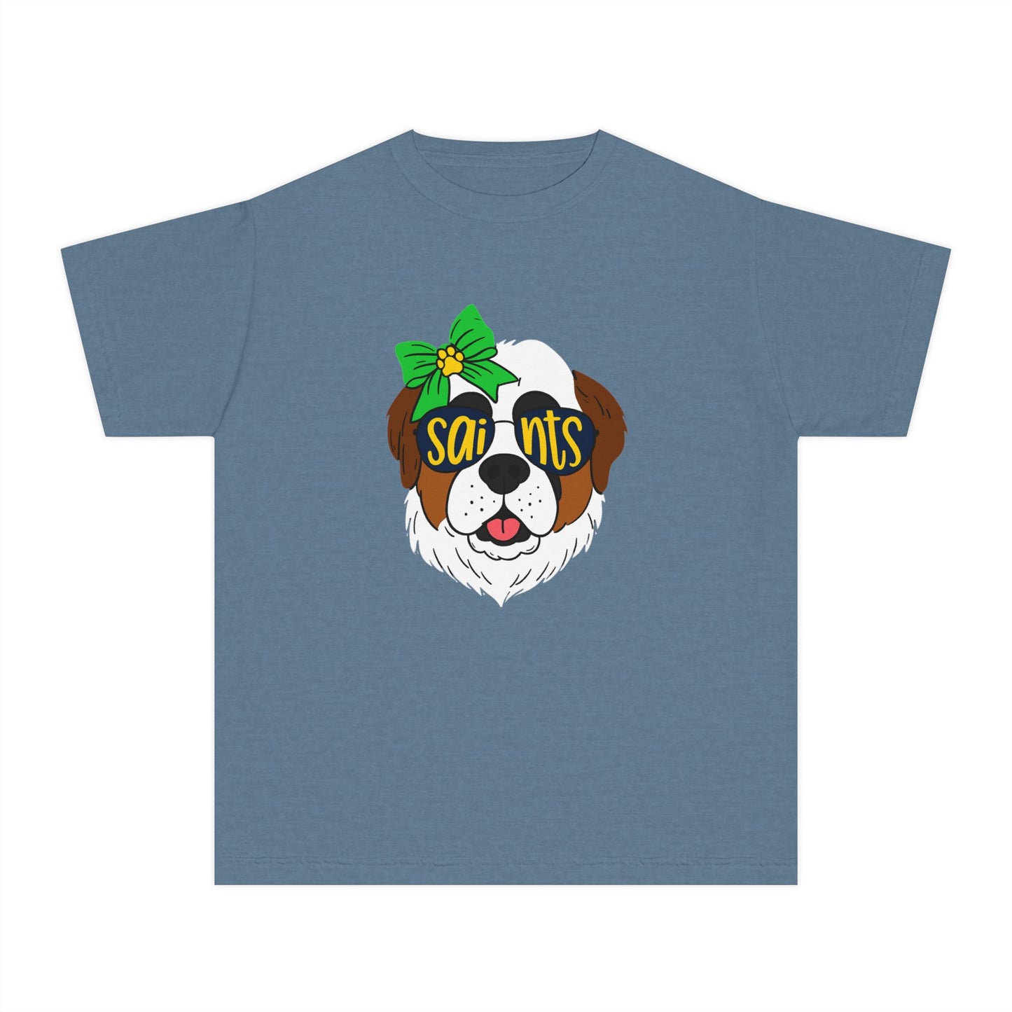 Saints Dog Youth Tee, Cute Puppy T-Shirt, Pet Lover Gift, Casual Wear, Birthday, Family Reunion, Dog Show