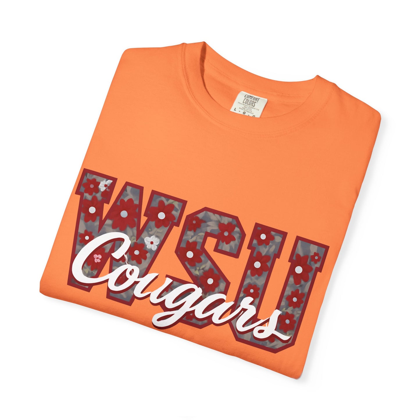 Garment-Dyed T-Shirt with WSU Cougars Design, Casual Wear, College Apparel, Sports Fan Gear, Comfortable Lifestyle Top, WSU Cougars