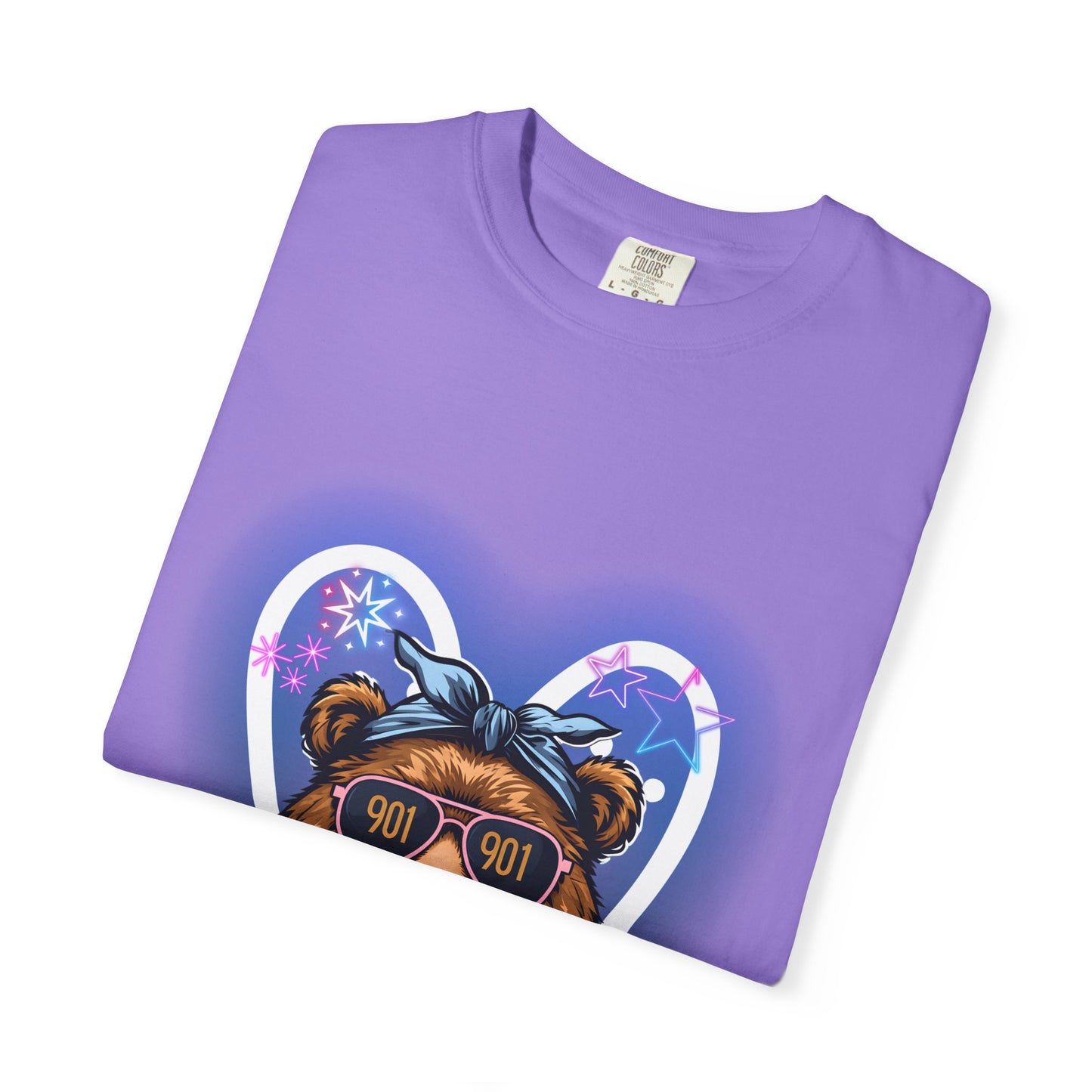 Neon Memphis Bear Graphic T-Shirt, Unisex Fashion Tee, Trendy Apparel, Memphis Grizz, 901 Memphis, Retro Design, Comfort Colors, Memphis Basketball Fan