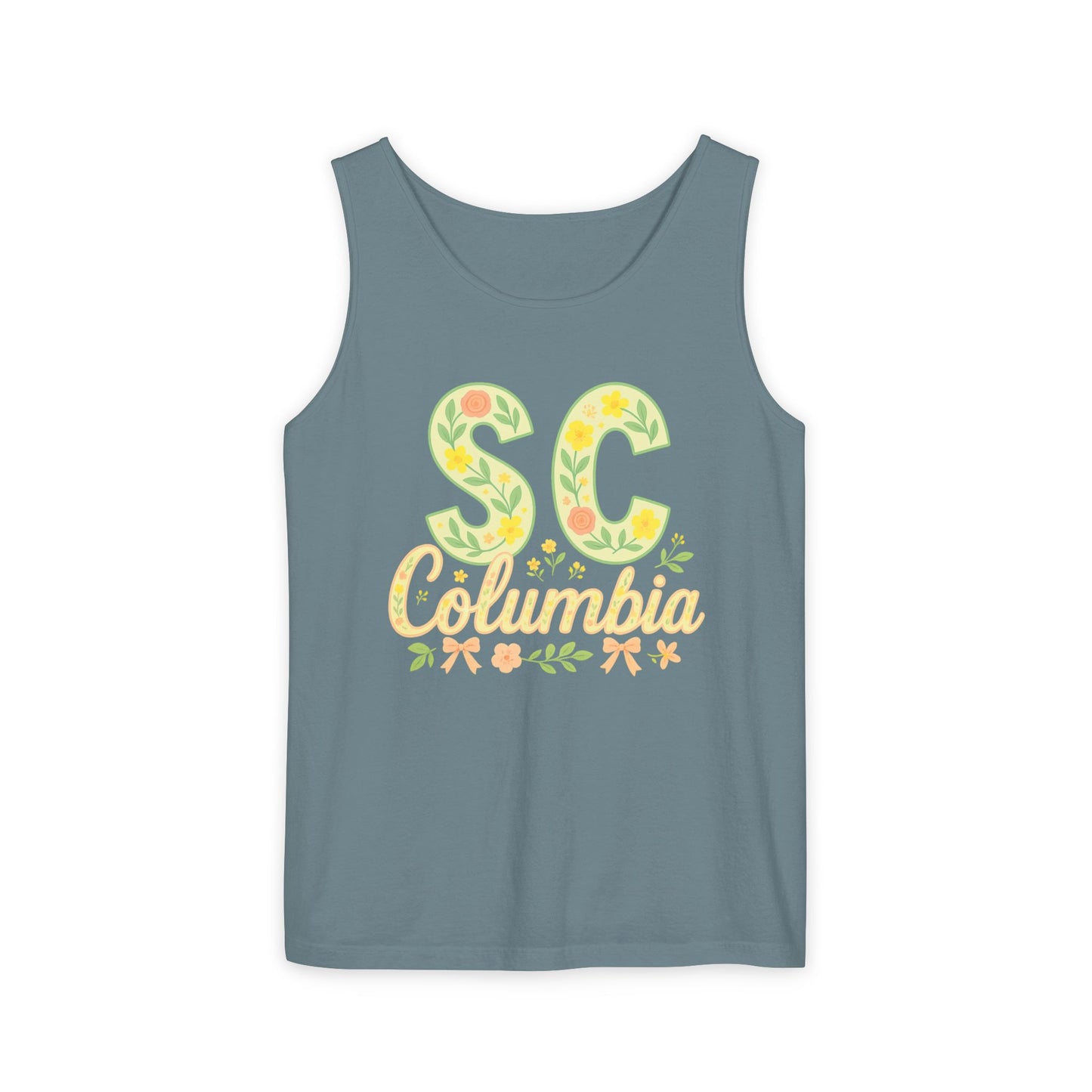 SC Columbia Floral Tank Top, Summer Tee, Beachwear, Vacation Clothes, Gift for Her, Casual Outfit, Comfort Colors, Graduation Gift