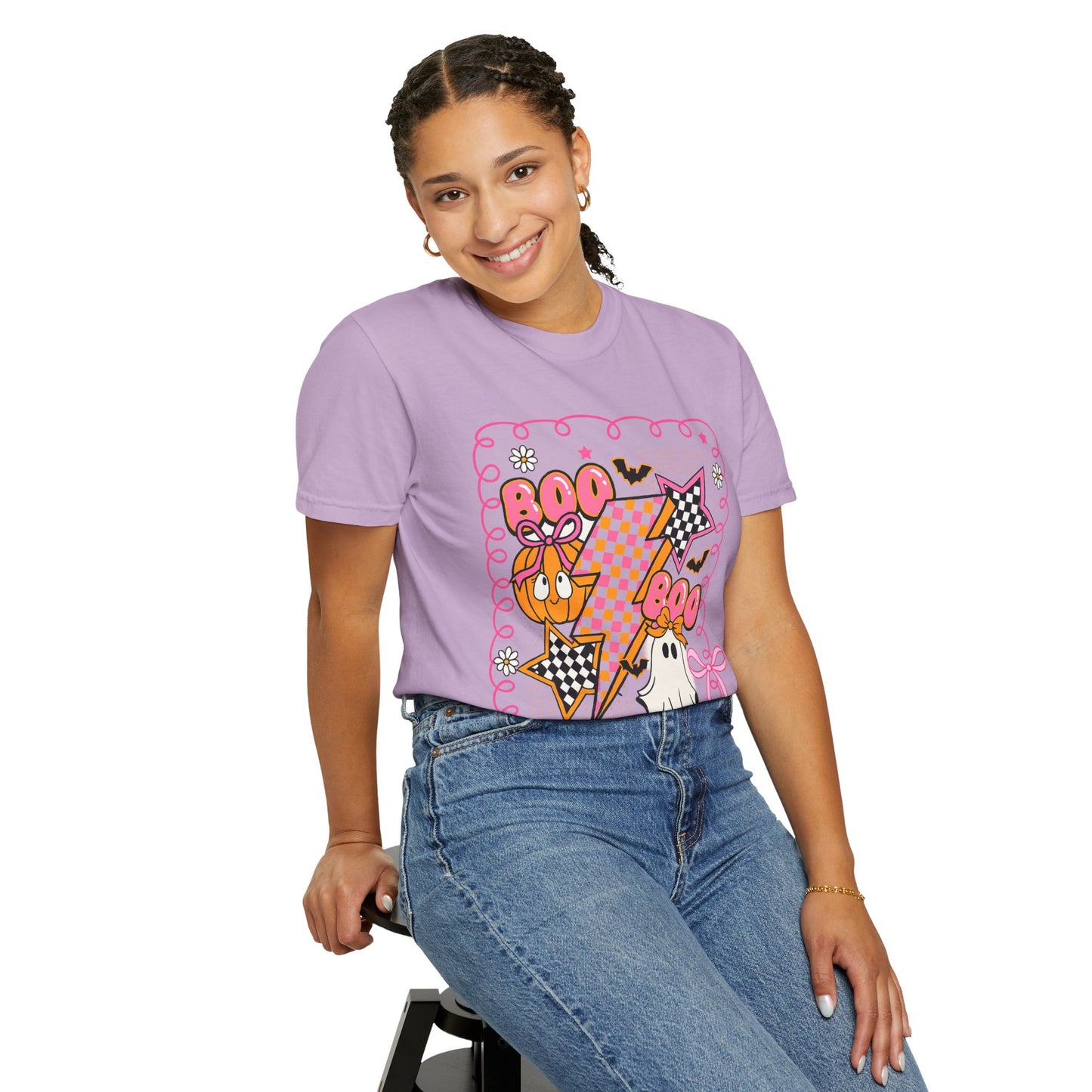 Retro Design Orange & Pink Unisex Halloween T-Shirt