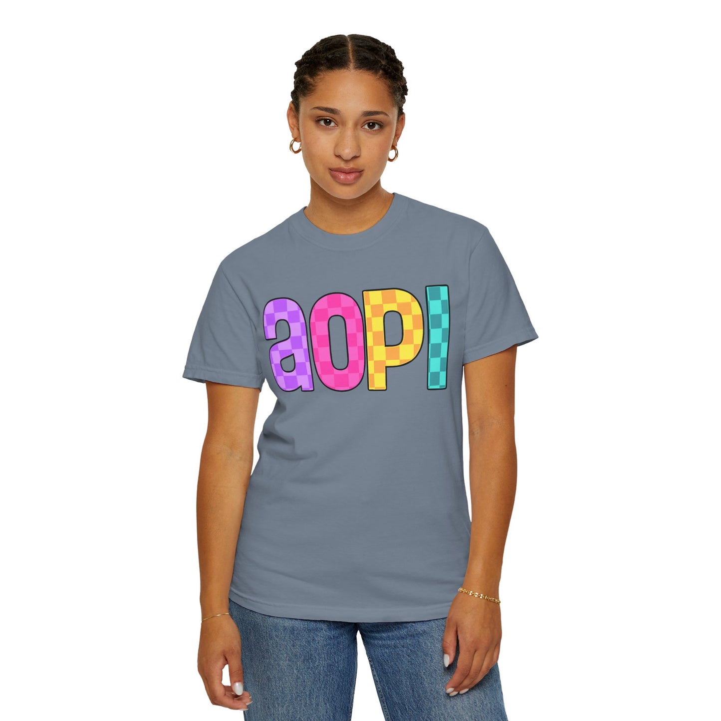 Colorful Graphic Tee - Trendy Unisex Garment-Dyed T-shirt for Casual Summer Wear and AOPI Spirit Gift
