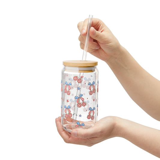 Patriotic Disco Ball Cherrry Sipper Glass