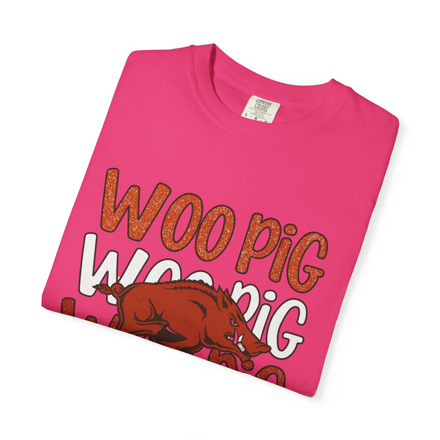 Woo Pig Garment-Dyed T-Shirt, Unisex Tee, Arkansas Pride Shirt, Casual Everyday Wear, College Game Day Tee, Fun Graphic Tee