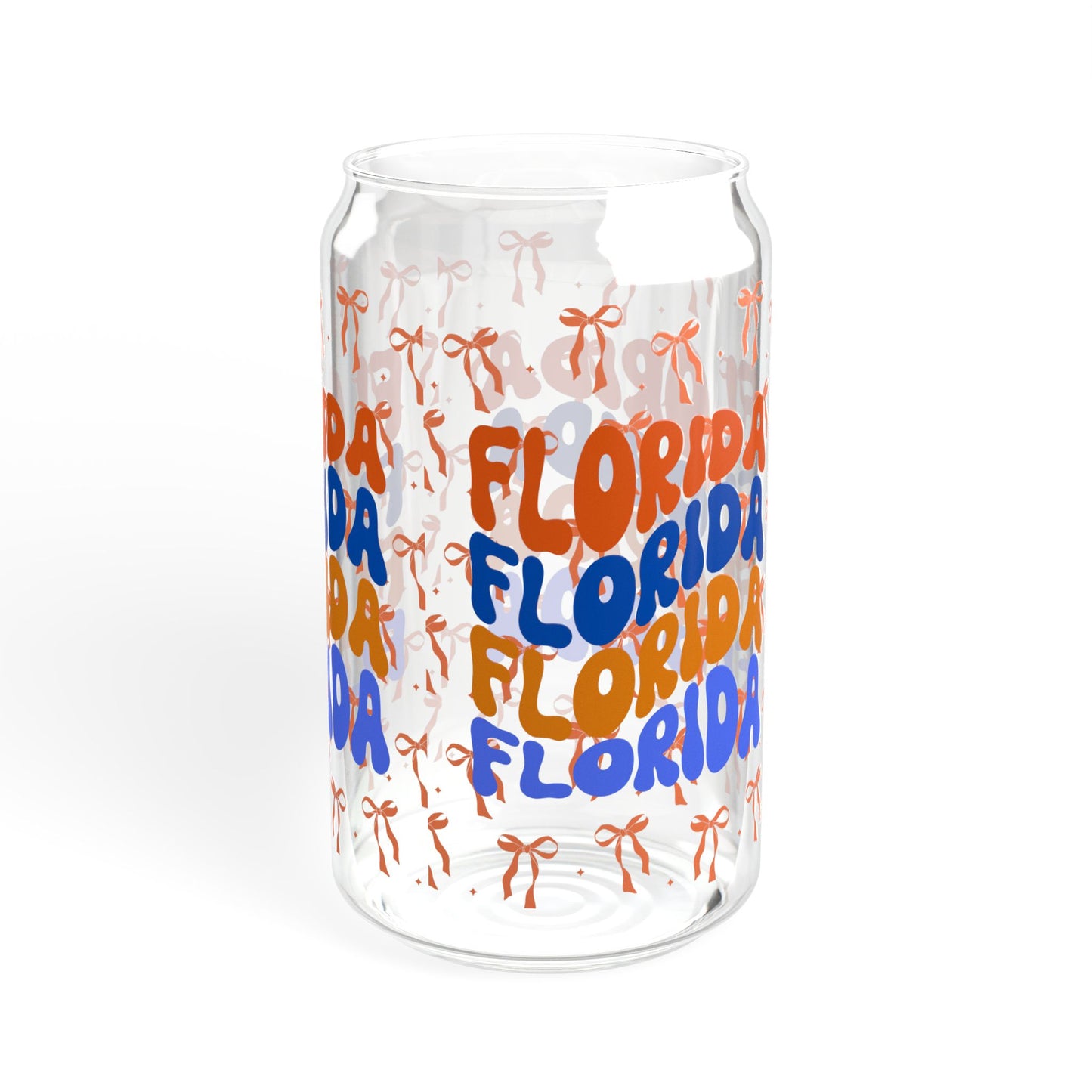 Coquette Bow Florida Sipper Glass, 16oz - Reusable Drinkware, Summer Vibes, Beach Lovers Gift, Eco-Friendly, FL gators, graduation gift, college student gift, florida fan