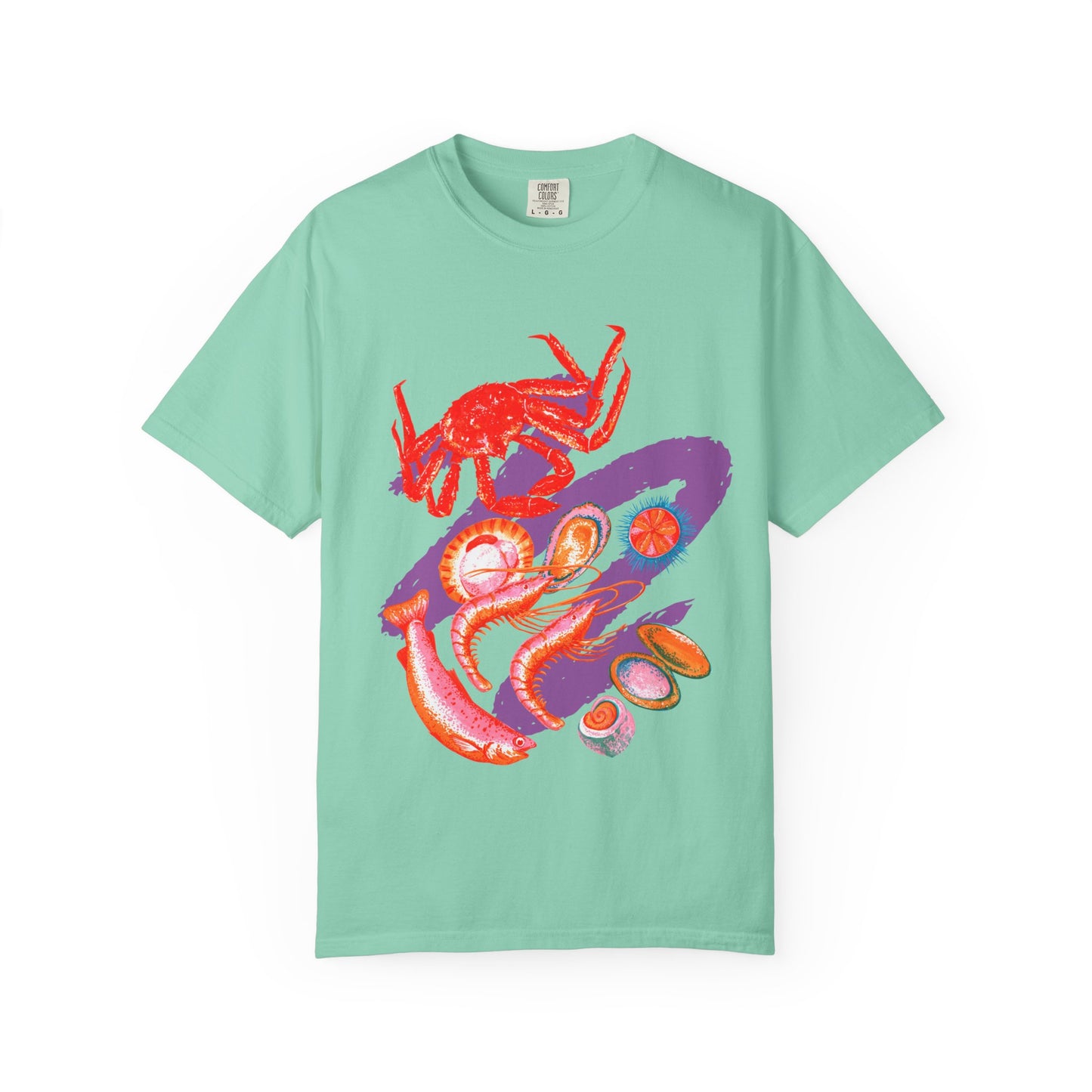 Comfort Colors Vibrant Seafood T-Shirt, French Coastal Tee, Distressed Shirt, Oversized Coquette Aesthetic, Nautical Style